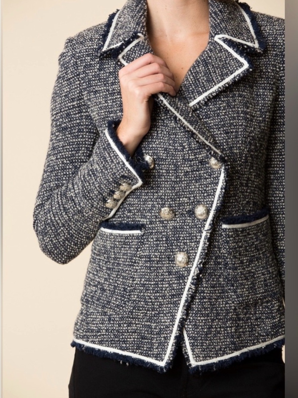 Veronica Beard Navy Blazer with White Trim